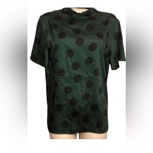 Green Polka Dot Top tie‎ back neck women’s top Zara sz medium